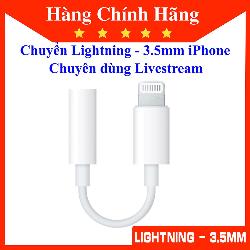 Cáp chuyển đổi Lightning ra 3.5mm có cả tiếng Mic và tiếng Nhạc chuyên dùng thu âm, livestream