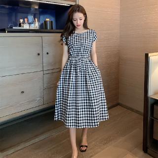 Chân Váy Caro Đen Trắng Lưng Thun Thời Trang Cho Nữ