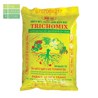 2KG Phân hữu cơ vi sinh (nấm Trichoderma) TRICHOMIX cho hoa kiểng (mai, hồng, bonsai...) và rau sạch