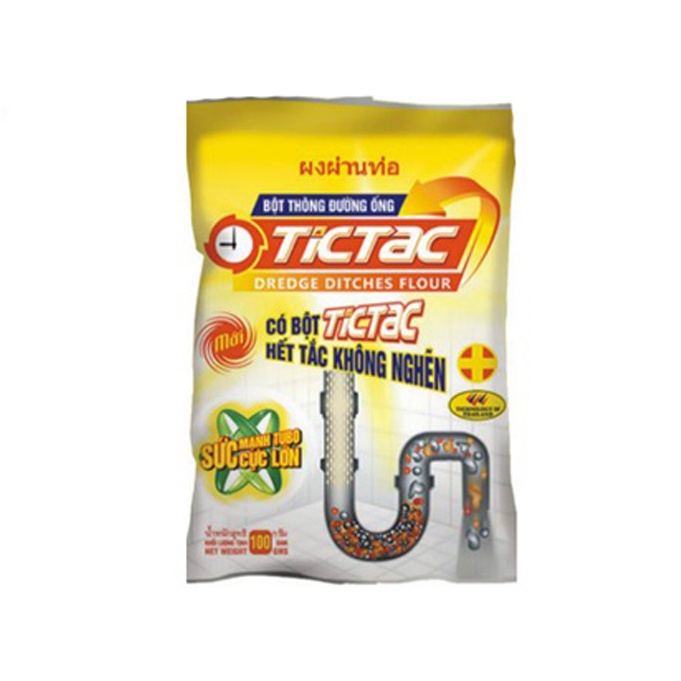 Combo Bơm thụt thông tắc nghẹt bồn cầu và bột thông tắc cống Tictac 100g