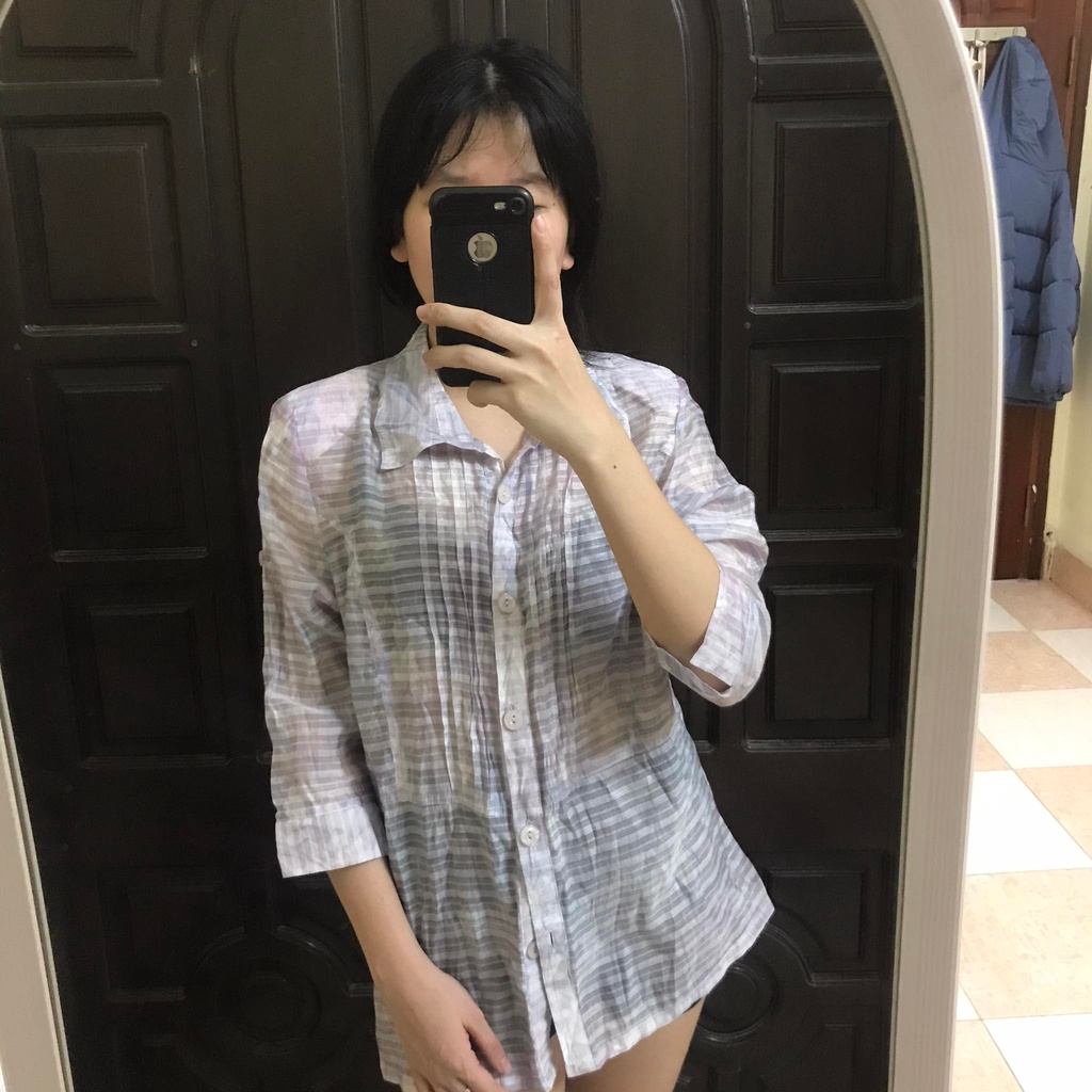Áo sơ mi voan tay lỡ tay thanh lí Sz SM