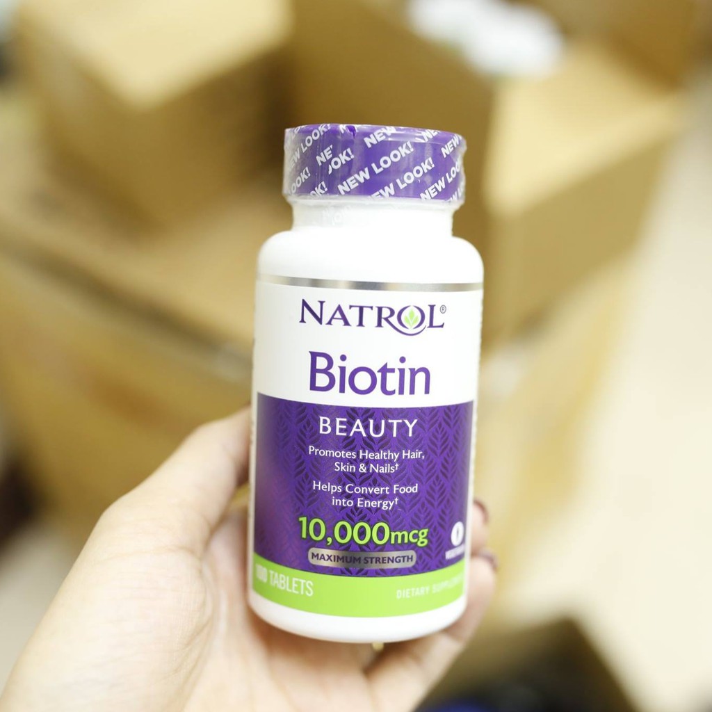 MẪU MỚI - Viên Uống Kích_Thích_Mọc_Tóc_Biotin_10000mcg Mỹ Hộp 100 Viên