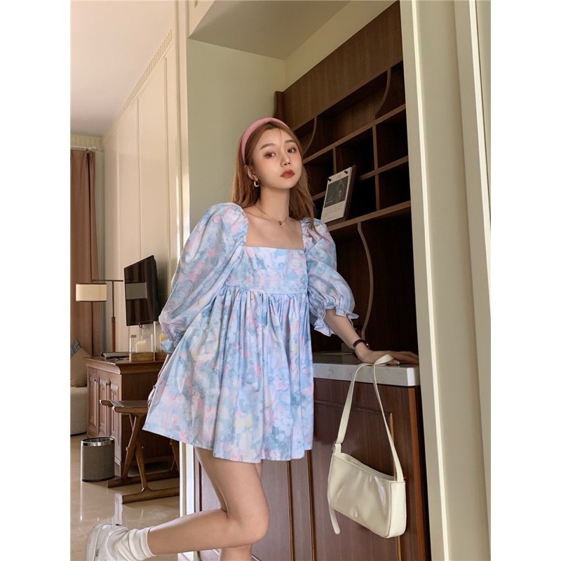 Váy Babydoll Tay Phồng-FREESHIP - Hàng Quảng Châu Loại 1 - V19 - Đầm dáng xoè đi chơi đi tiệc sang chảnh | BigBuy360 - bigbuy360.vn