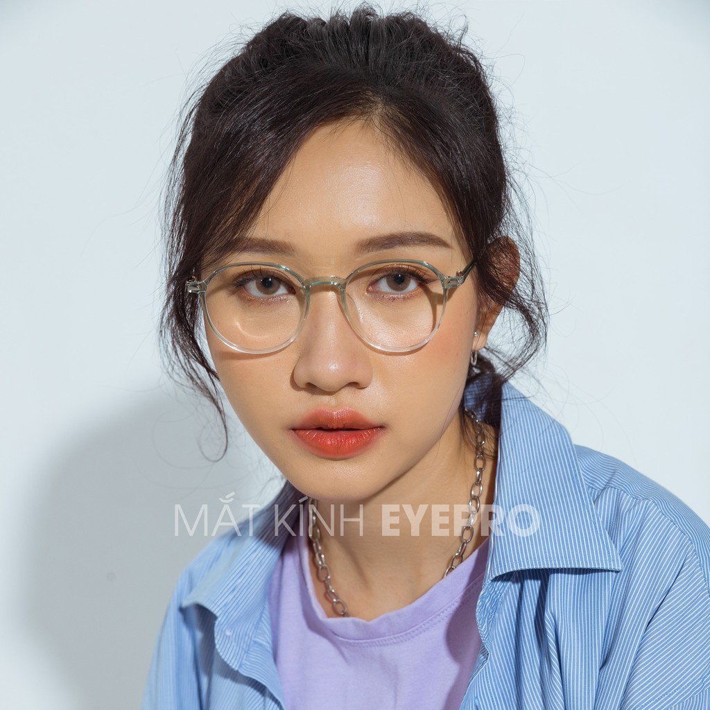 Gọng kính cận nam nữ lắp sẵn cận mắt kính tròn đổi màu, chống ánh sáng xanh - GZ8890 Eyepro