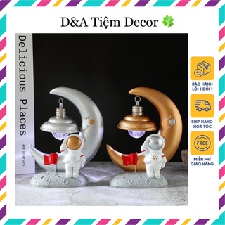COMBO 2 mô hình PHI HÀNH GIA CHÀO CỜ du hành vũ trụ, đồ trang trí PHI HÀNH GIA kèm đèn để bàn