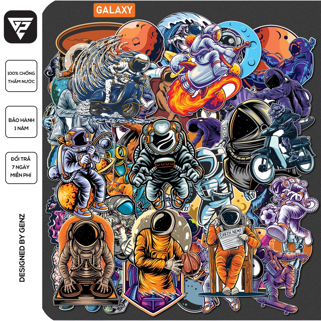 Sticker Galaxy GENZ chống nước dán mũ bảo hiểm, xe, laptop, điện thoại, đàn guitar, vali