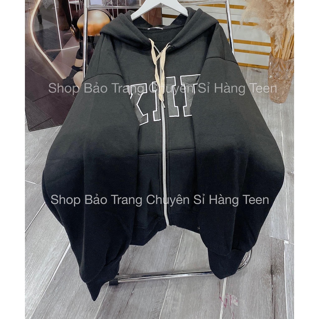 Áo Khoác Hoodie Nỉ Mũ 2 Lớp Chữ KID Phong Cách Hàn Quốc Ulzzang Form Rộng Unisex Nam Nữ