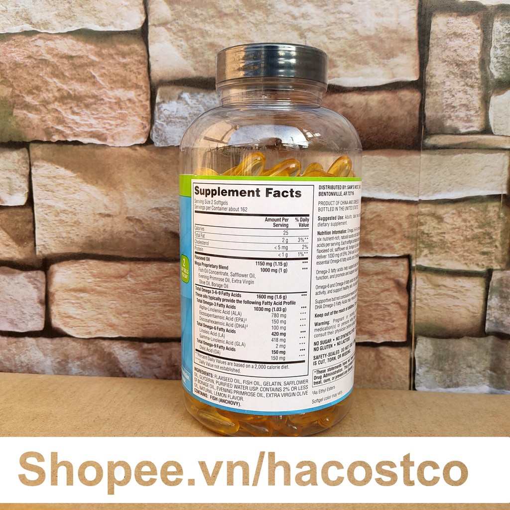 [Mã 66FMCGSALE hoàn 8% xu đơn 500K] Viên uống Member's Mark Omega 3-6-9 Supports Heart Health 325 viên của Mỹ omega 369 | BigBuy360 - bigbuy360.vn