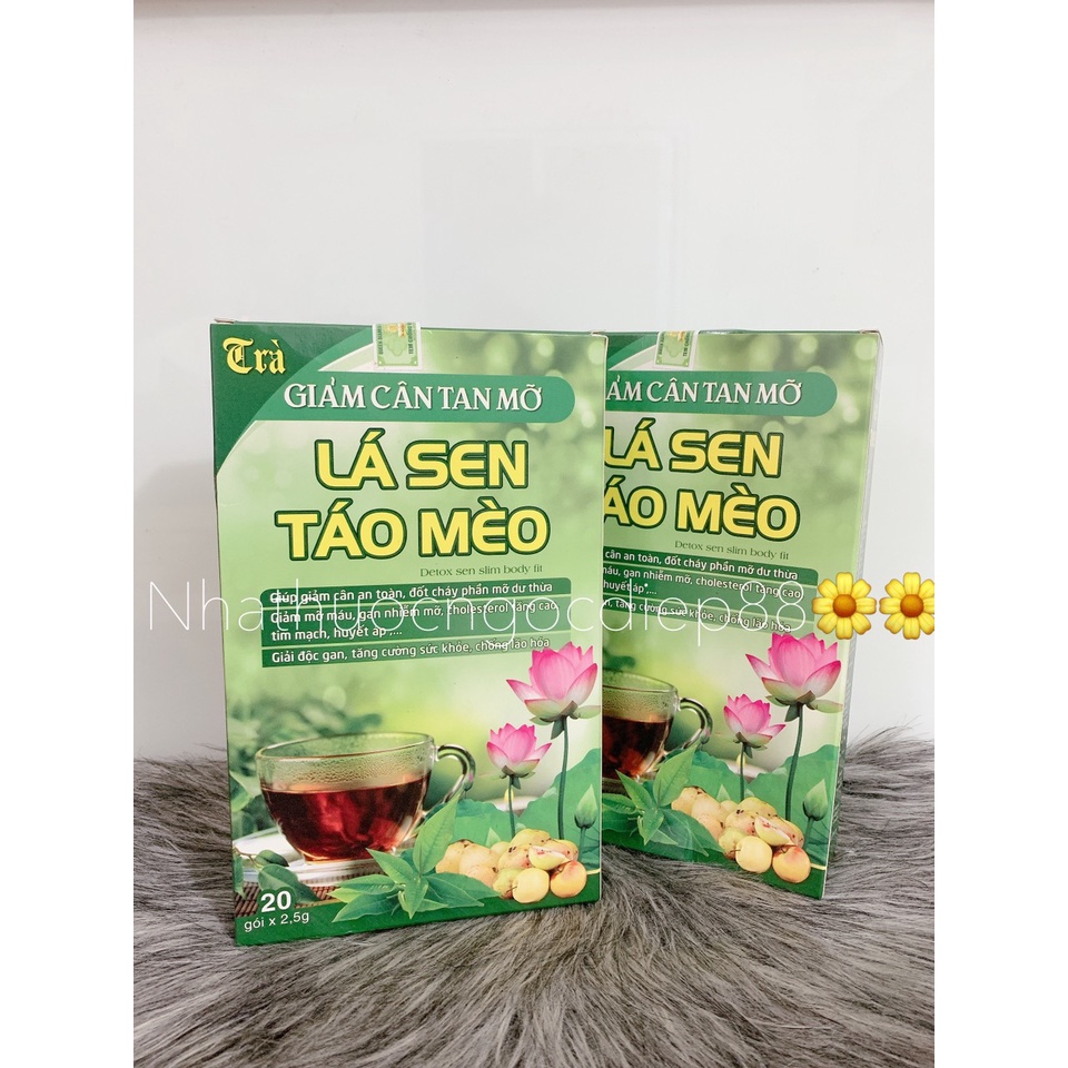 Trà giảm cân tan mỡ Lá Sen Táo Mèo giảm cân thanh lọc cơ thể (Hộp 20 gói )