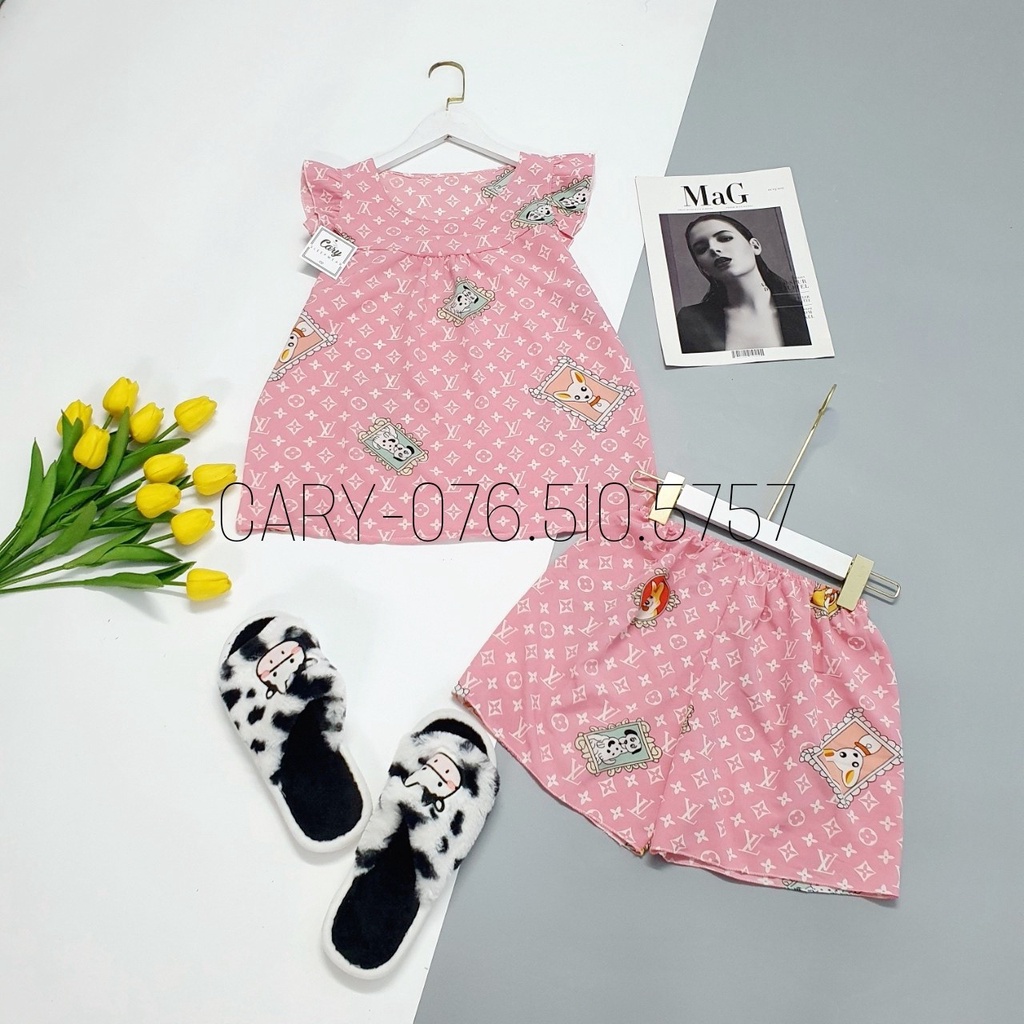 Đồ bộ lụa đùi mặc nhà cánh tiên chất vải lụa hàn mềm mát CARY