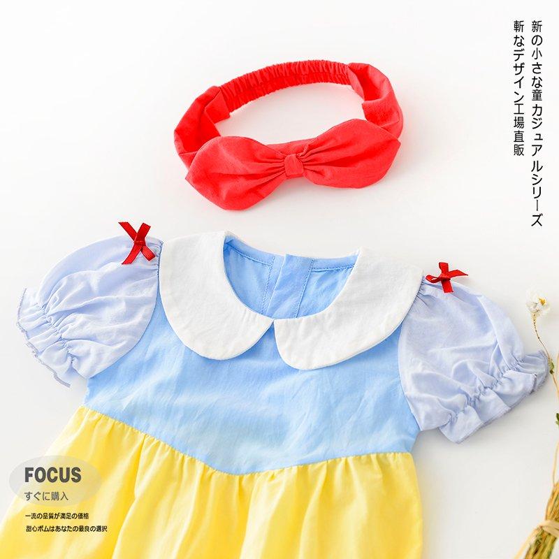 Bộ Áo Liền Quần Công Chúa Bạch Tuyết Kèm Băng Đô Cài Tóc Thời Trang Mùa Hè