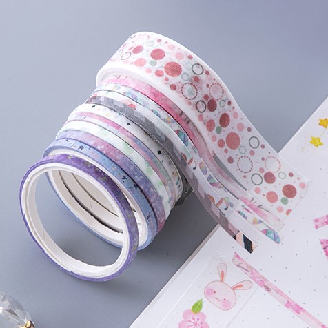 [Mã LIFEB04ALL giảm 10% tối đa 15K đơn 0Đ] Cuộn băng dính WASHI TAPE MINI 1mm dùng trang trí sổ đáng yêu, cute