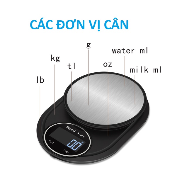 [MẪU MỚI] Cân thực phẩm điện tử nhà bếp nút cảm ứng, DIGITAL SCALE độ chính xác cao thiết kế sang trọng chống gỉ