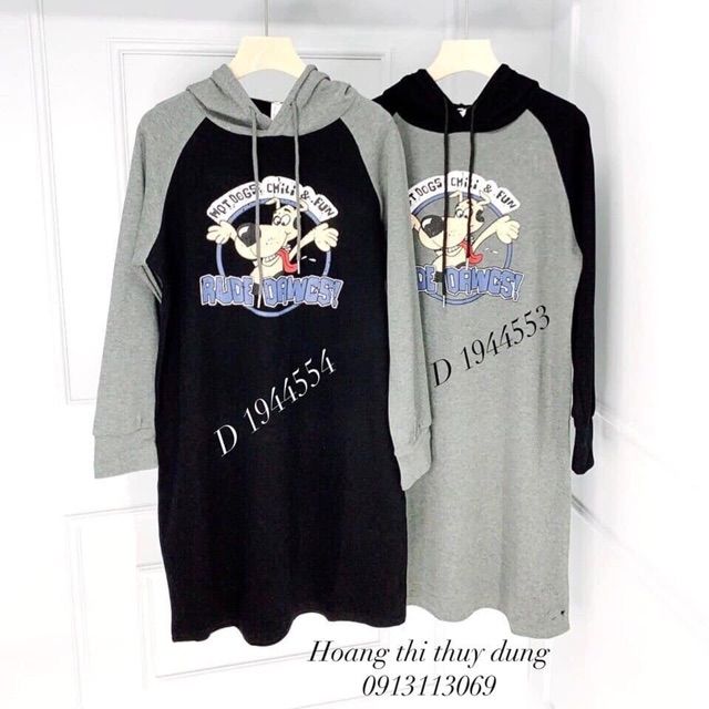 Đầm thun form dai tay phối mầu in hình 3d siêu hót | BigBuy360 - bigbuy360.vn