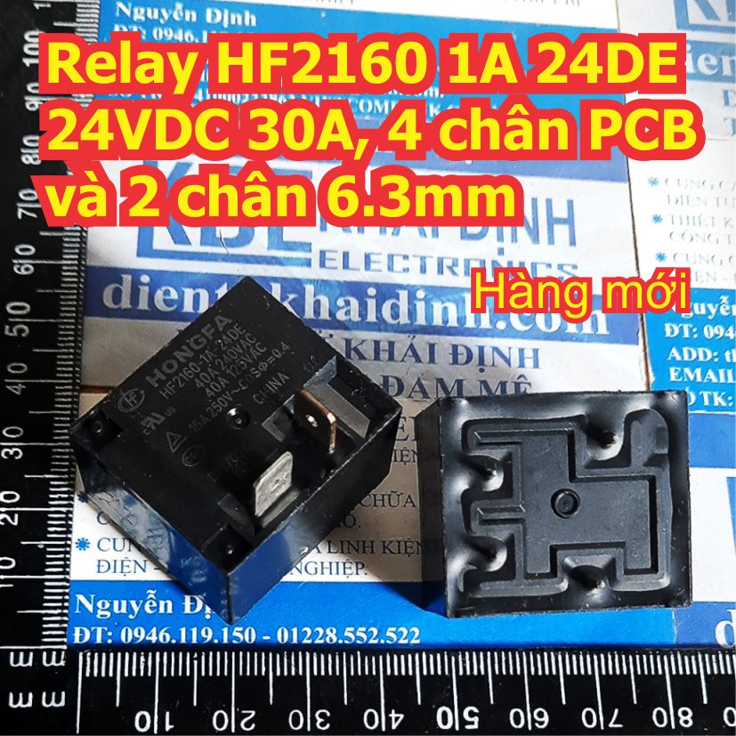 Relay Rơle HF2160 1A 24DE 24VDC 30A, 4 chân PCB và 2 chân jack 6.3mm kde7864