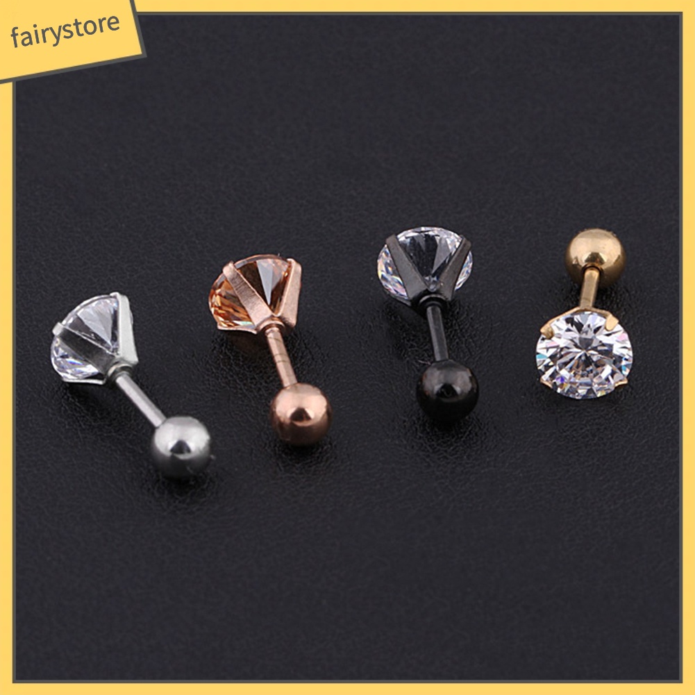 Khuyên tai thép titan đính đá nhân tạo thời trang cho nữ