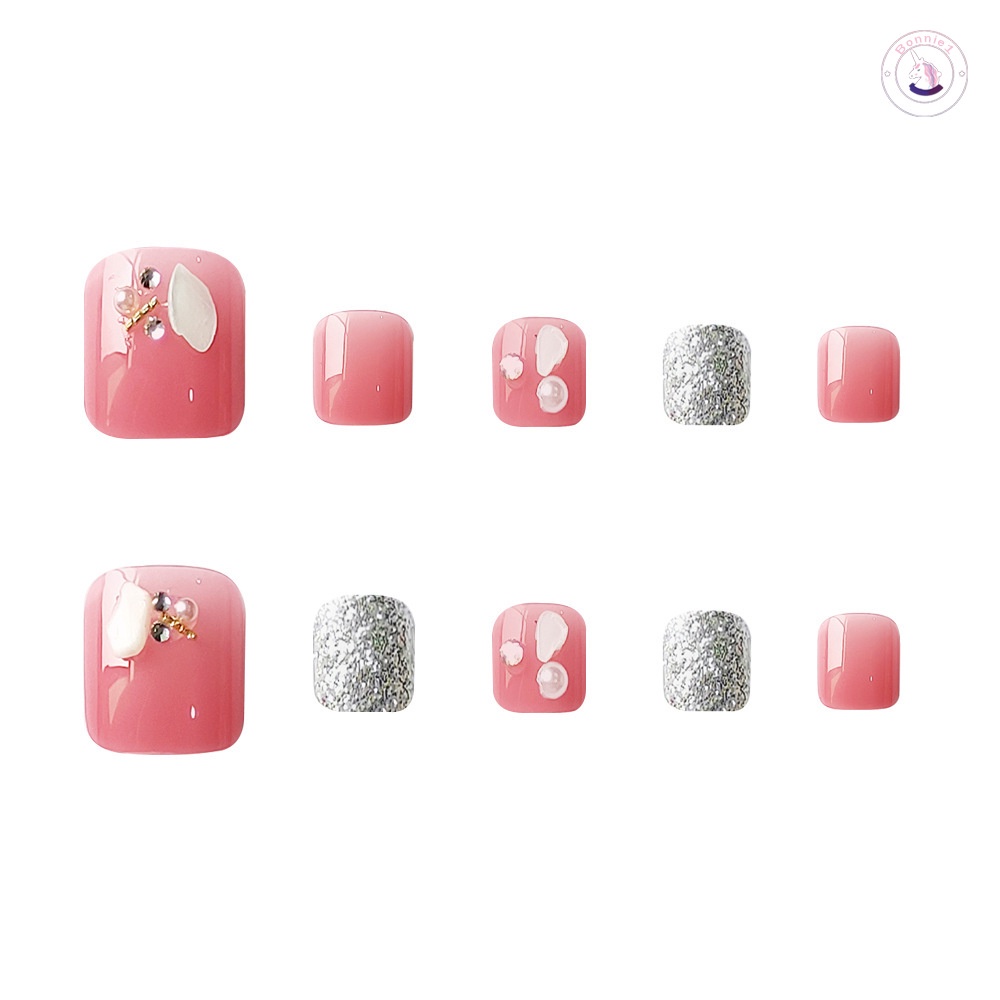 Set 24 Móng Chân Giả Đính Đá Thời Trang Cho Nữ