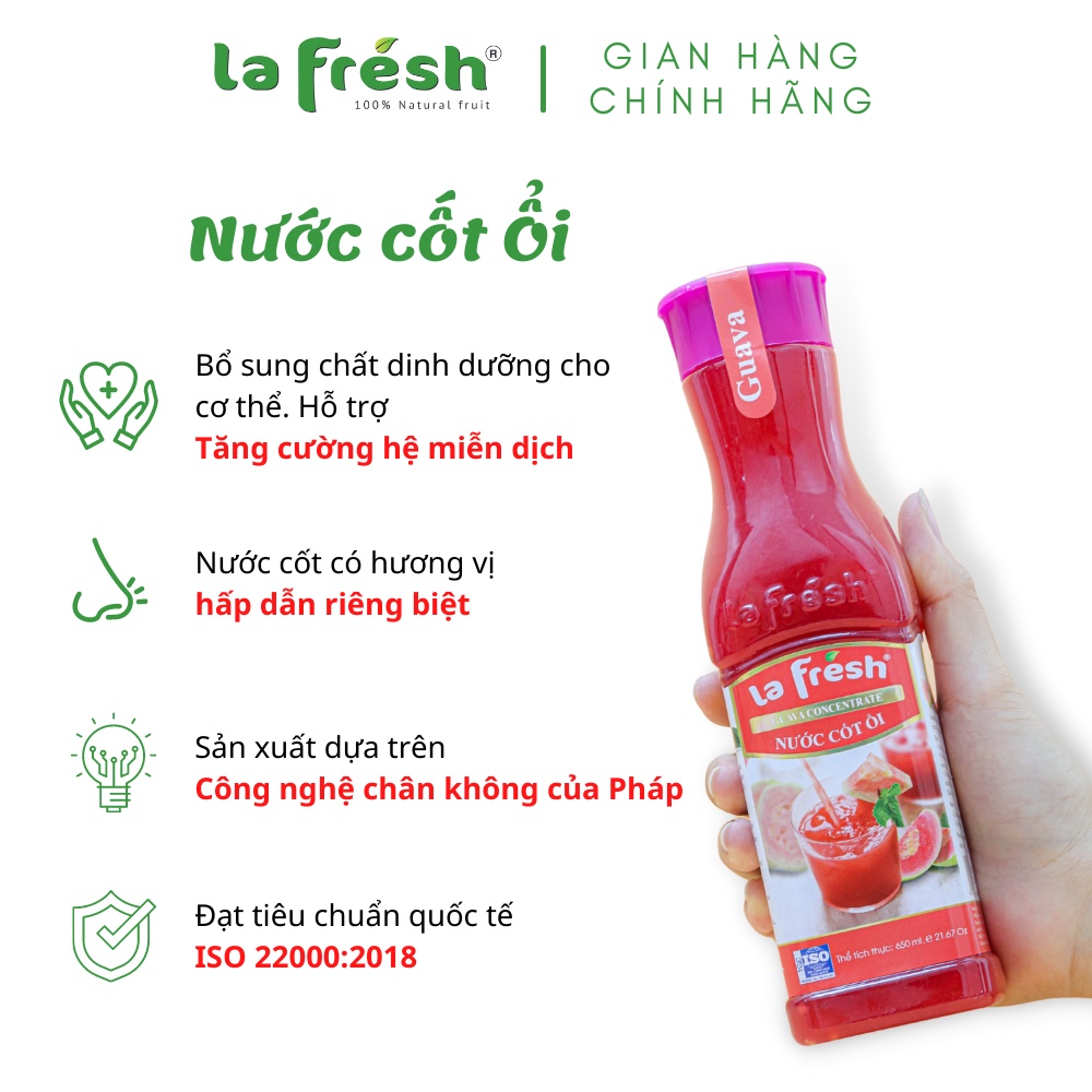 Nước Cốt Ổi Lafresh Đà Lạt Chai 650ml - Chuyên dùng pha chế