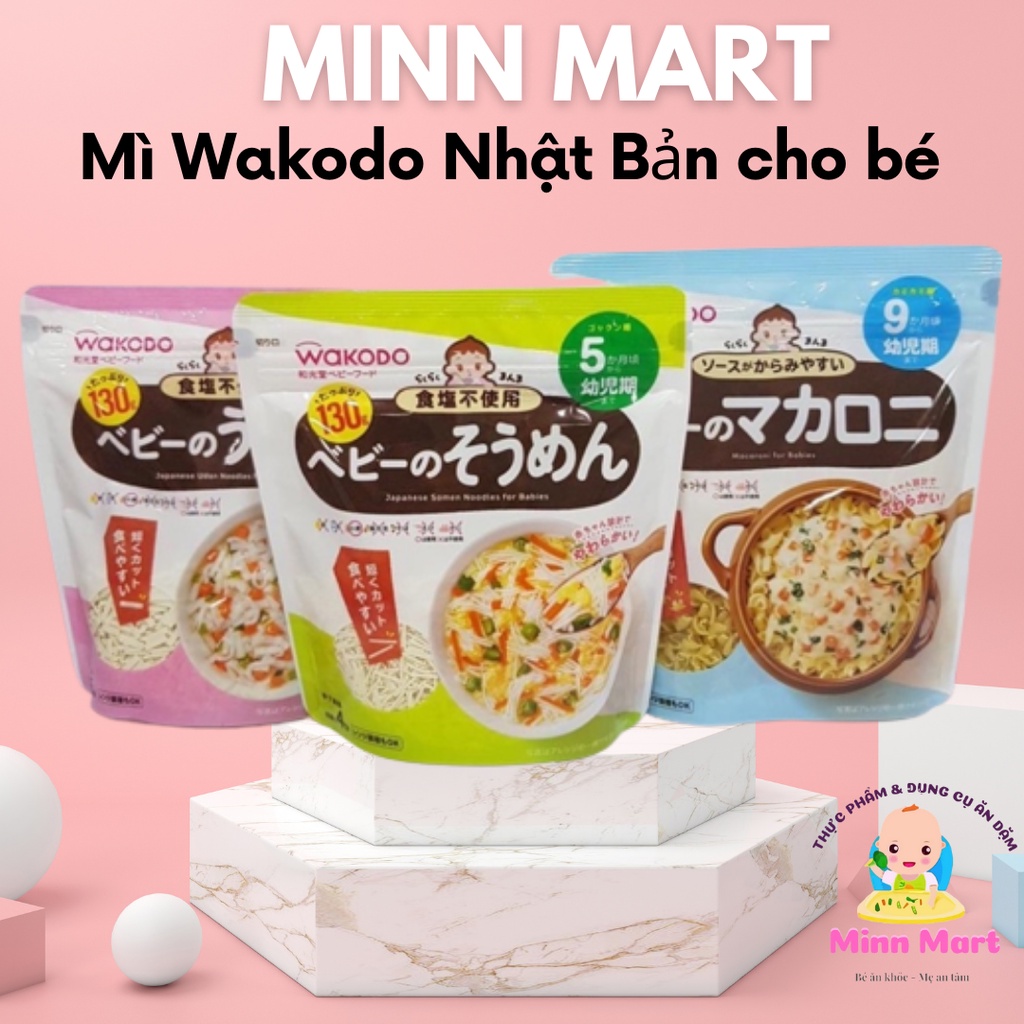 Mì Somen Udon Mì Nui Macaroni Wakodo Tách Muối Nhật Bản Cho Bé 5m+ ăn dặm Minn Mart