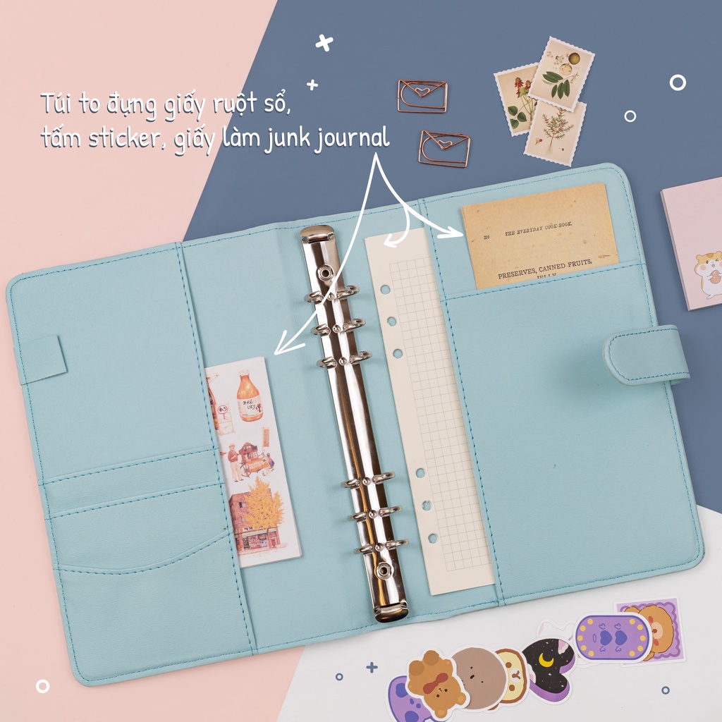 Sổ còng da PU caro A5-100 trang gam màu pastel mát mẻ cho năm học mới năng động; MS:992