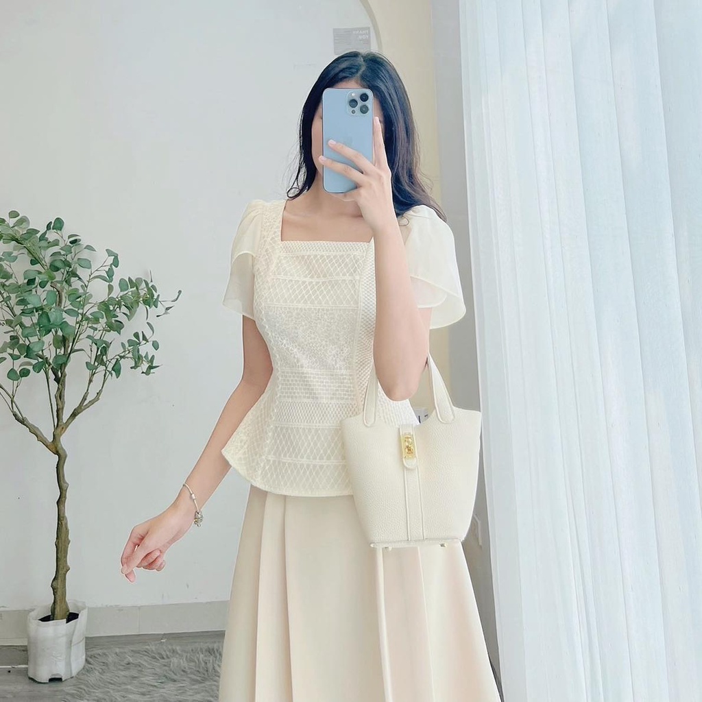 Áo Sơ Mi Công Sở Nữ Minz Store Mã 3325, Thiết Kế Dáng Peplum Tay Phối Hàn Quốc