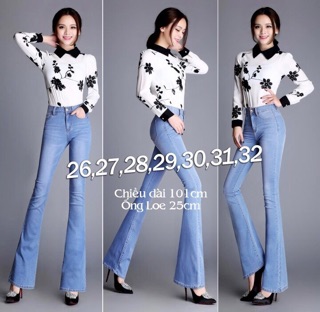 QUẦN JEAN ỐNG LOE LƯNG CAO 1 NÚT
