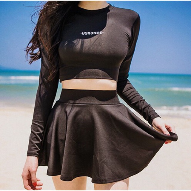 (Có sẵn) đồ bơi My Bikini Usronnie quần váy màu đen buộc dây lưng | BigBuy360 - bigbuy360.vn