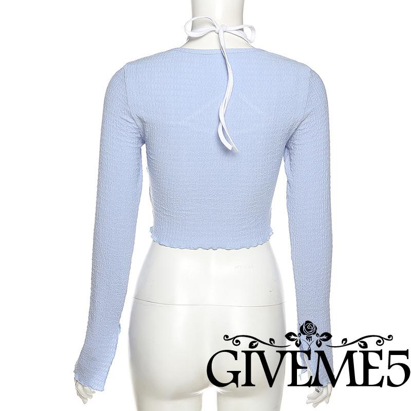 Áo thun tay dài tà bất đối xứng màu trơn thời trang cho nữ