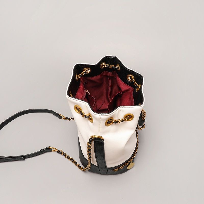 Túi Bucket đeo chéo nữ dây xích, túi khóa rút sang chảnh dễ thương