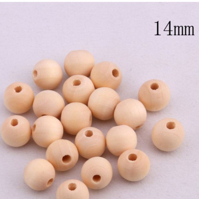 gói 10-25-50gam hạt gỗ trơn màu kem tự nhiên size 14mm