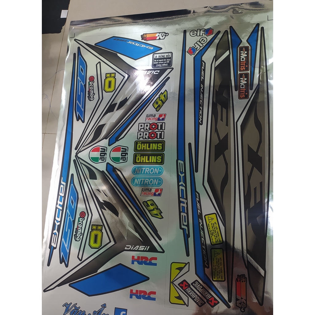 Tem Rời Ex 150 Xanh Đen - Tem Chuẩn Hình Không Phai Màu