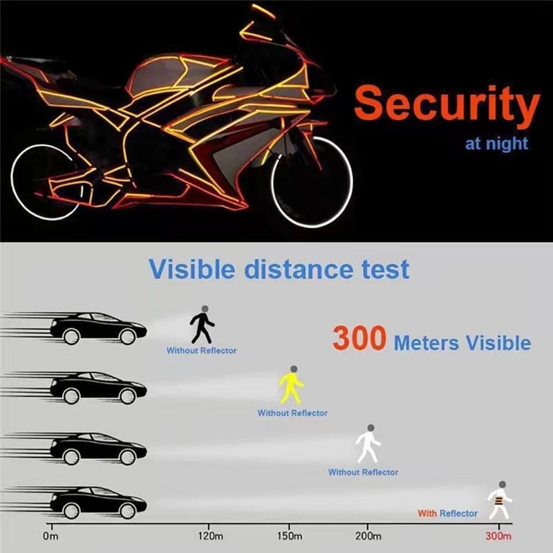Miếng Dán Phản Quang Cảnh Báo Tiêu Chuẩn 800cm Trang Trí Thân Xe Hơi / Xe Máy Chống Va Chạm Mới