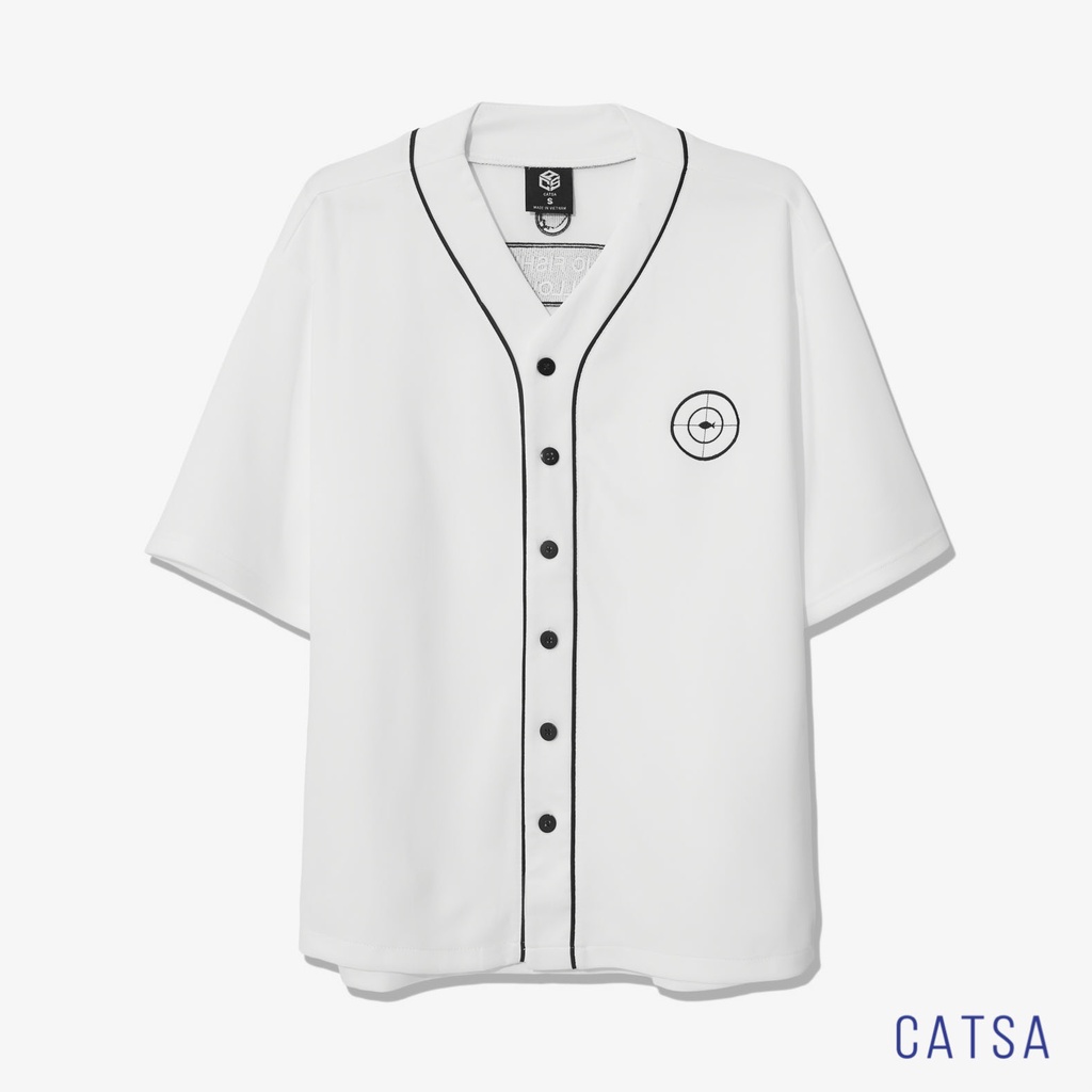 Áo sơ mi trắng bóng chày tay ngắn thêu họa tiết cao cấp chất thun Poly độ bền cao CATSA ASN176