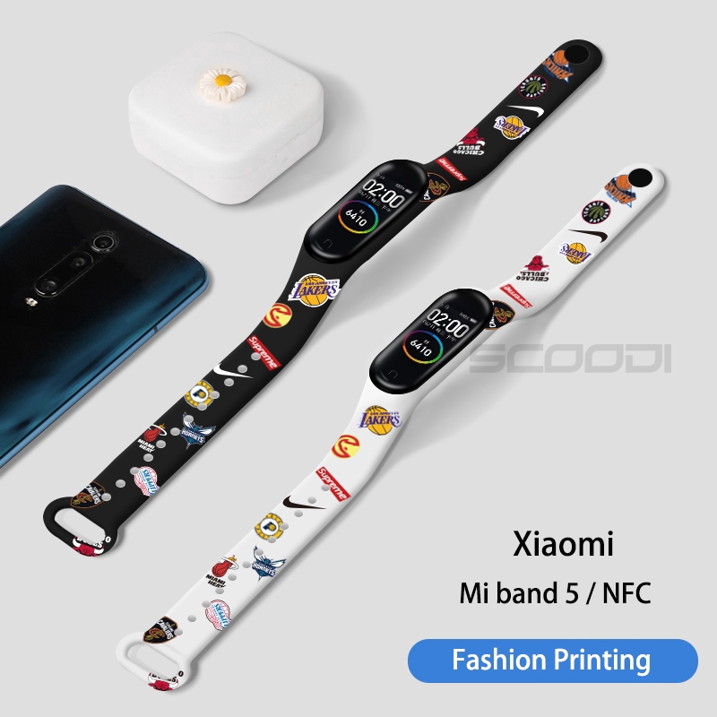 Dây Đeo Thay Thế Bằng Silicon In Họa Tiết Thời Trang Cho for Xiaomi Mi Band 5 miband 4 3 NFC
