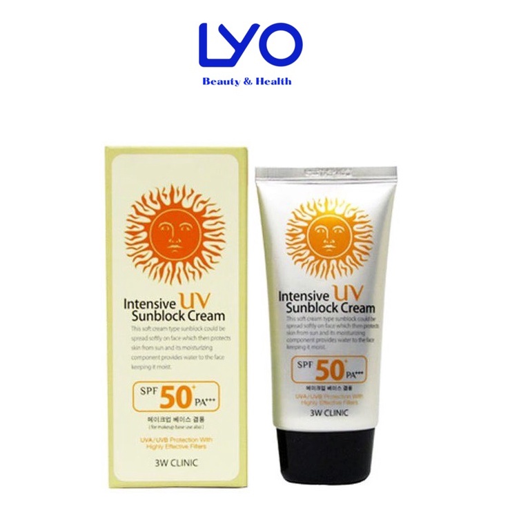 Kem Chống Nắng 3w Clinic Intensive Uv Sunblock Cream Spf 50 Pa+++ nội địa Hàn Quốc 70ml