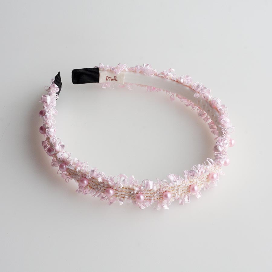 Cài tóc cho bé bọc vải dạ tuýt đính hạt trai RYA 12307