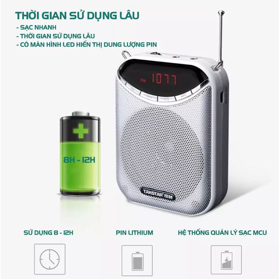 [Chính hãng] Máy trợ giảng không dây Takstar E190M , hỗ trợ FM radio, Giáo viên, hướng dẫn viên, bán hàng. Loa trợ giảng