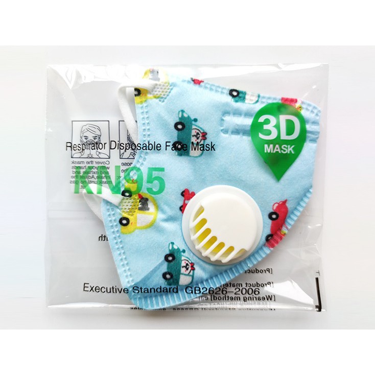 KHẨU TRANG KN95 KHÁNG KHUẨN CHỐNG BỤI PM2.5 CÓ VAN THỞ CHO BÉ TỪ 3 ĐẾN 8 TUỔI