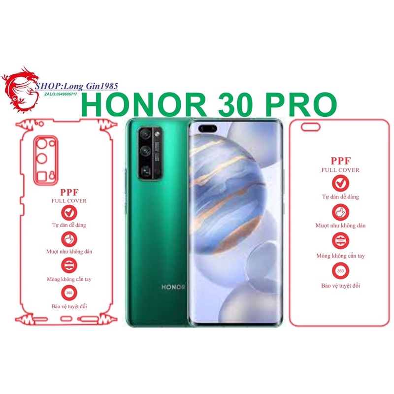 Honor 30 Pro miếng dán trong Ppf mặt sau và mặt trước chống va đập chống trầy xước