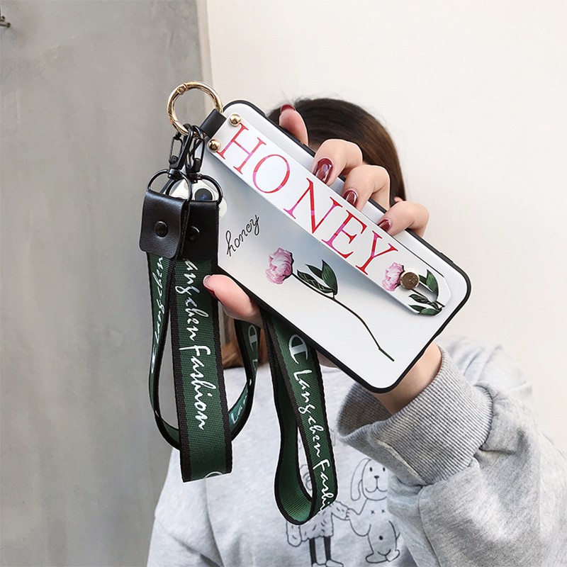 Ốp điện thoại họa tiết nhành hoa có dây đeo cổ và cổ tay cho iPhone 12 mini 6/6s 6plus/6splus 7/8 7plus/8plus X XS XR XSMax | BigBuy360 - bigbuy360.vn