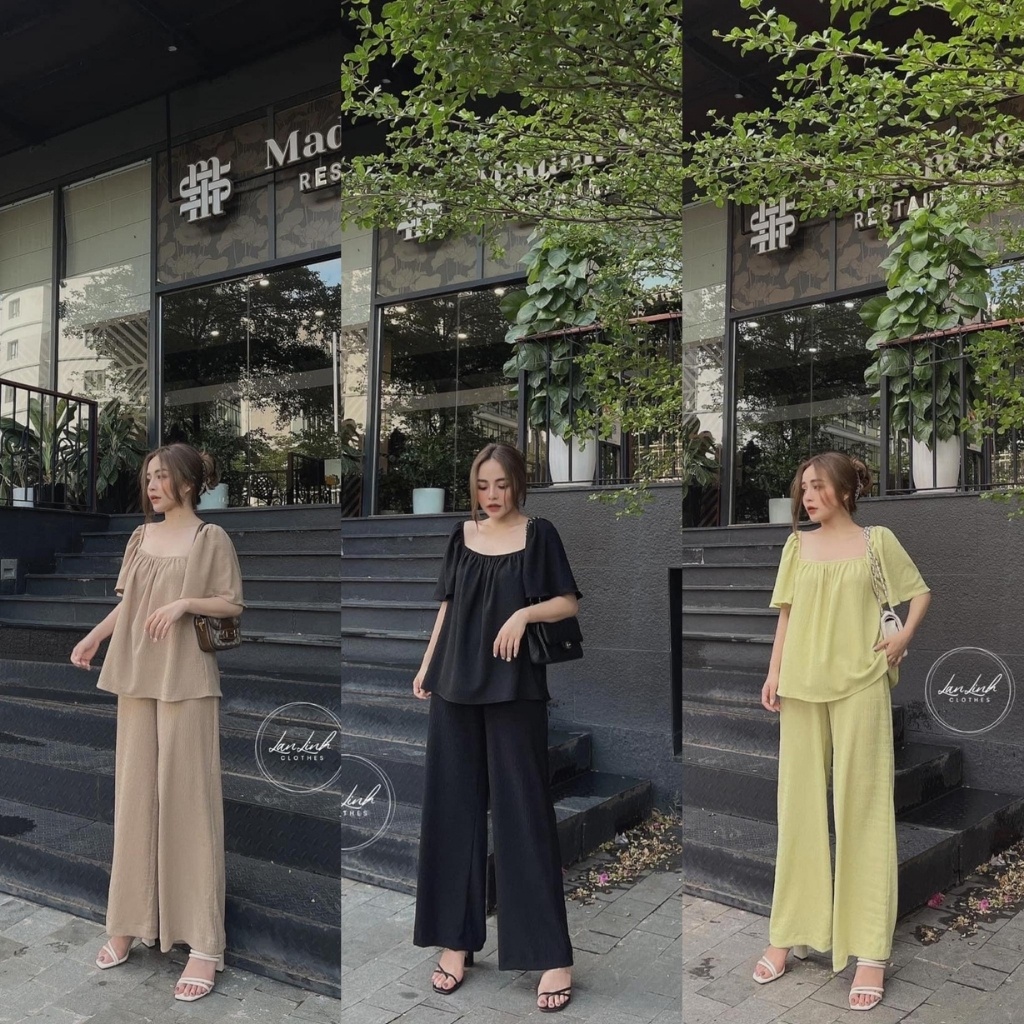 Set nhăn cổ vuông htk LanlinhClothes