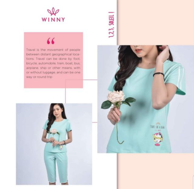 Bộ mặc nhà Winny cotton tay cộc quần lửng Xuân Hè 19042 Giá 398.000đ