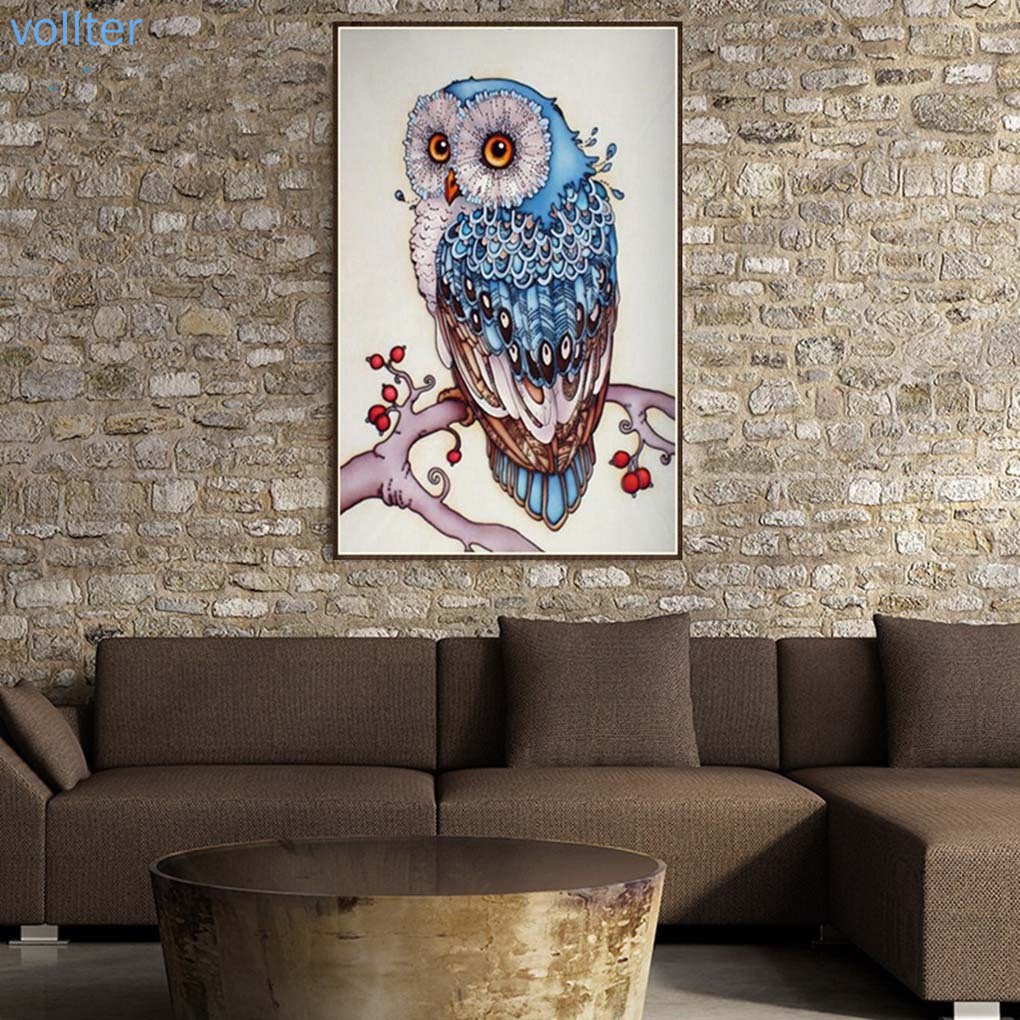 Bộ Tranh Đính Đá DIY Hình Chim Cú Mèo Dễ Thương