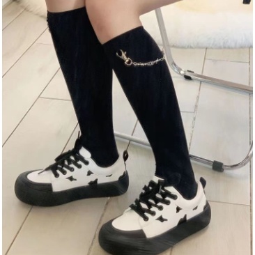 Giày Thể Thao Họa Tiết Bò Sữa Phong Cách Harajuku Thời Trang Xuân Hè