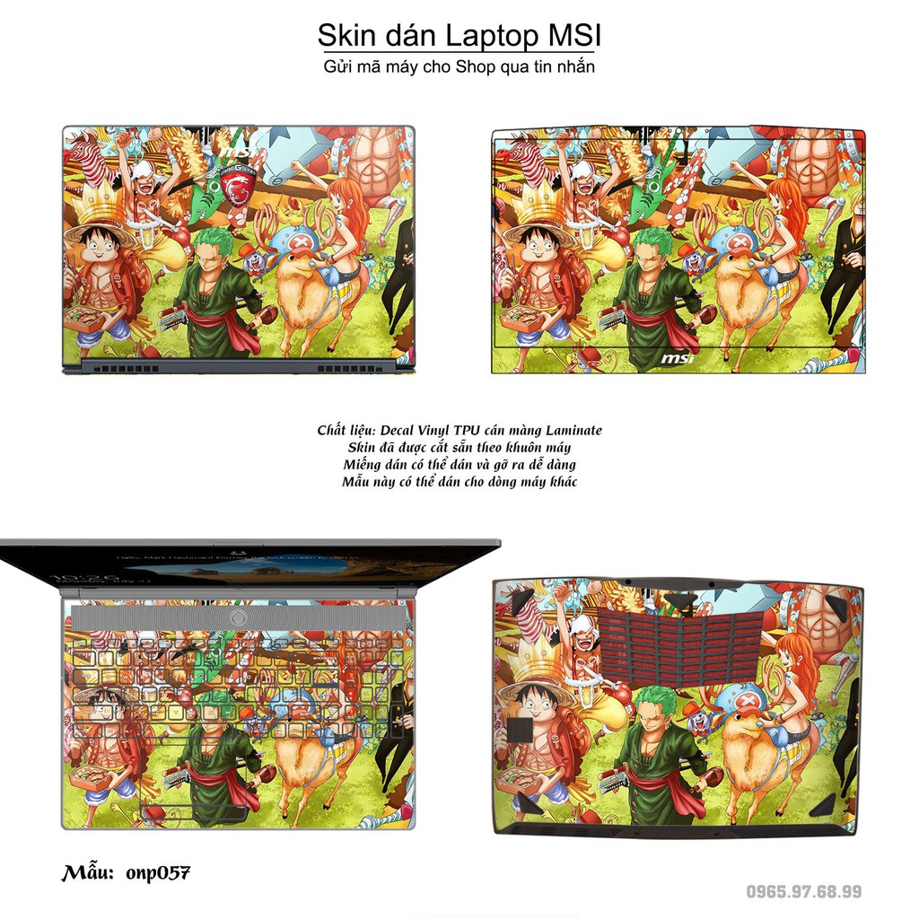 Skin dán Laptop MSI in hình Vua hải tặc (inbox mã máy cho Shop)