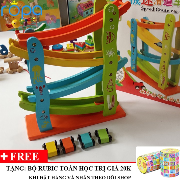 Xe Cầu Trượt Oto 4 Tầng Cho Bé Bằng Gỗ An Toàn