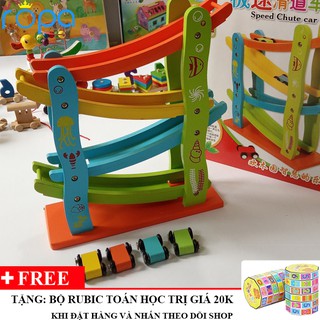 Xe Cầu Trượt Oto 4 Tầng Cho Bé Bằng Gỗ An Toàn