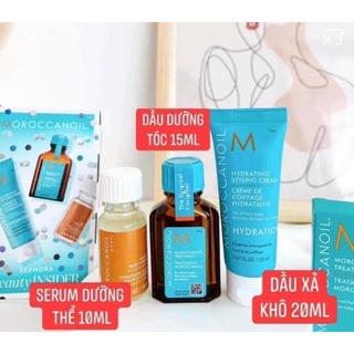 Set dưỡng Morroc 3 món: dầu dưỡng tóc, xả khô, serum dưỡng thể