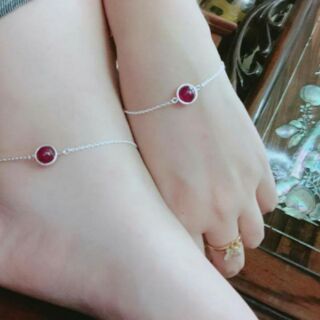Bộ lắc chân tay bạc đá phong thủy
