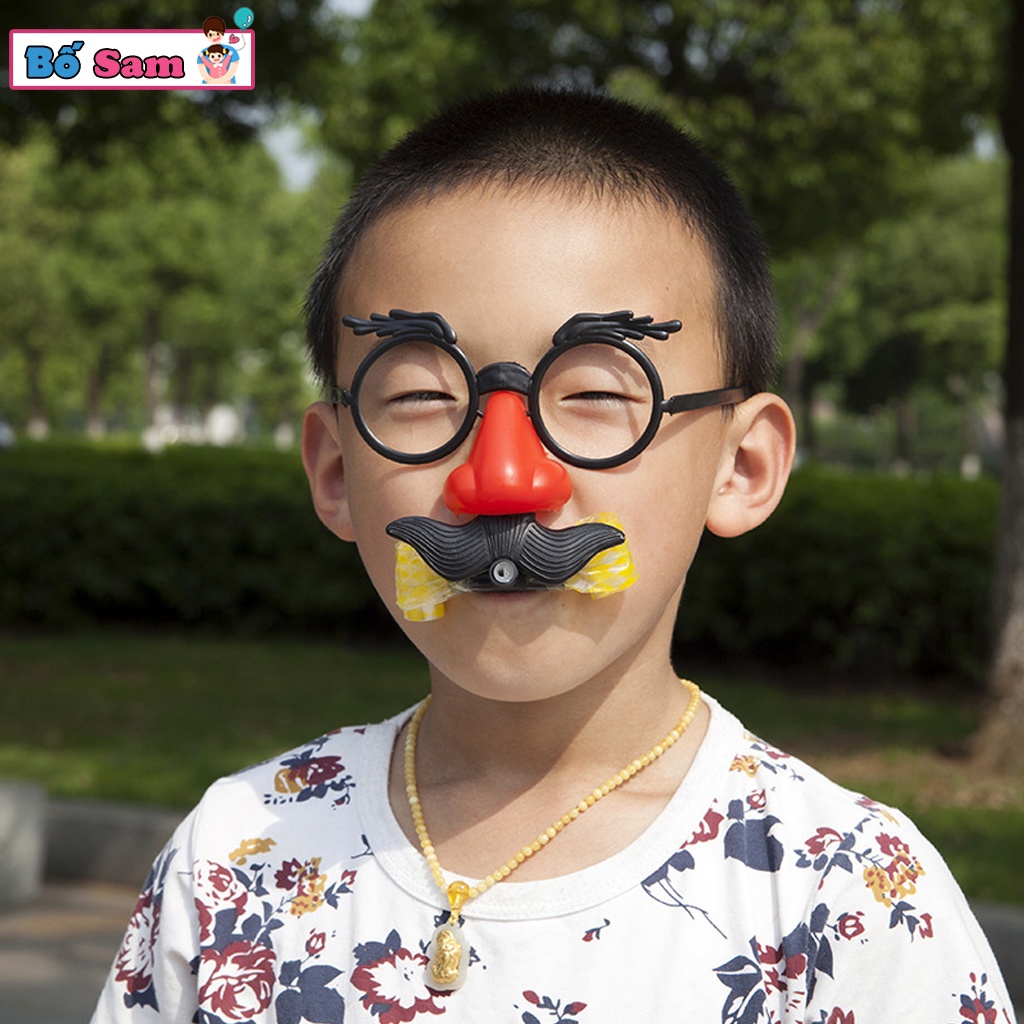 Mắt kính chú hề, mặt nạ thổi râu, trò chơi trêu trọc thú vị Shop Bố Sam